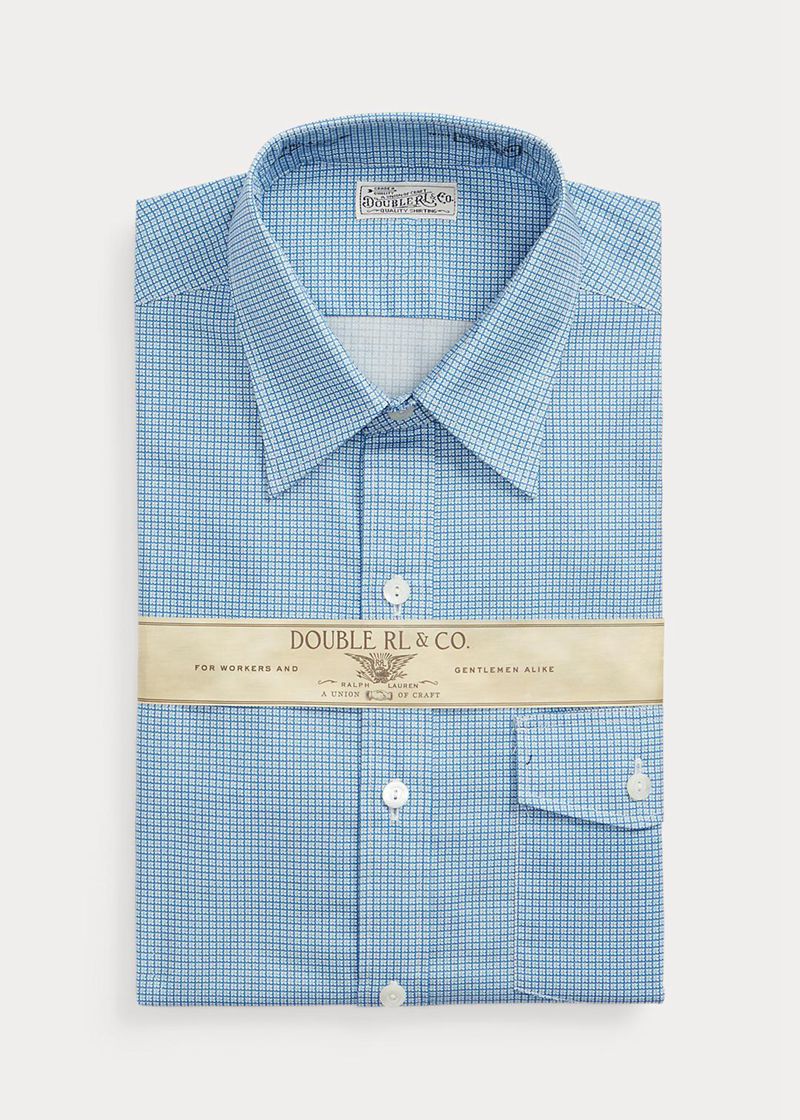 Camisas RRL Hombre Slim Fit Checked Twill Chile Azules JTYIO-5241